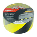 TIMCO Adhesives & Building Chemicals TIMCO Hazard Warning Cloth Tape Yellow and Black - 33m x 50mm