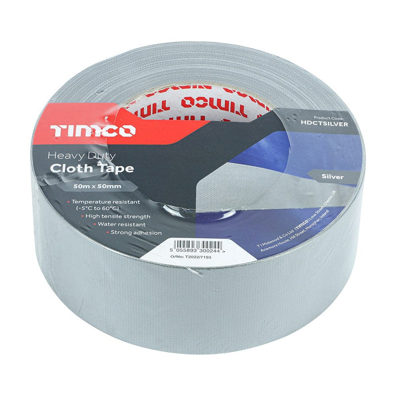 TIMCO Adhesives & Building Chemicals TIMCO Heavy Duty Cloth Tape Silver - 50m x 50mm