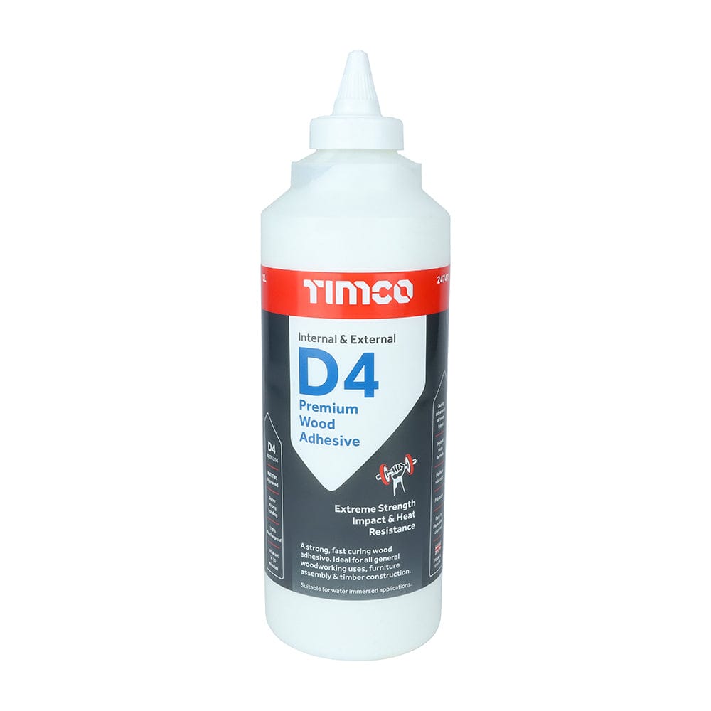 Timco Premium Internal & External D4 Wood Adhesive - 1L - Pack Qty - 1