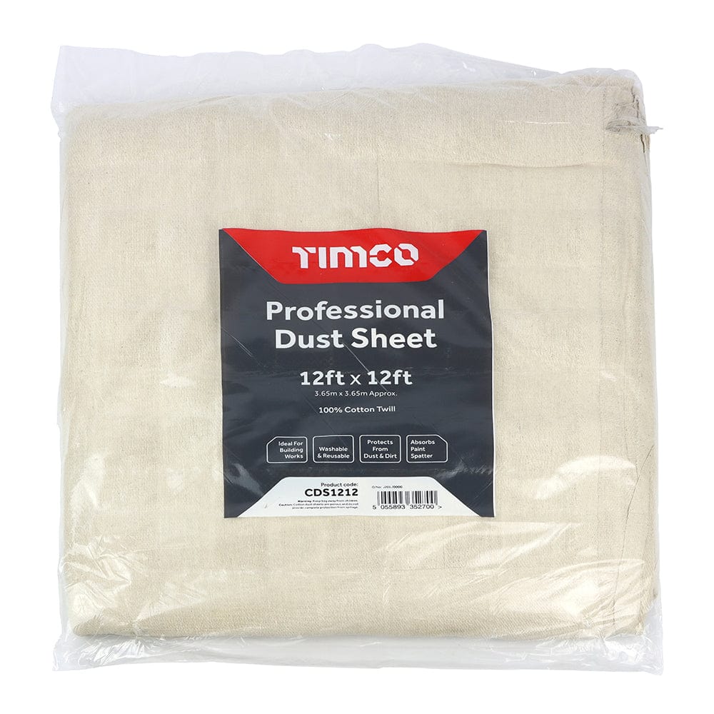 Timco Cotton Twill Dust Sheet - Pack Qty - 1 Ea
