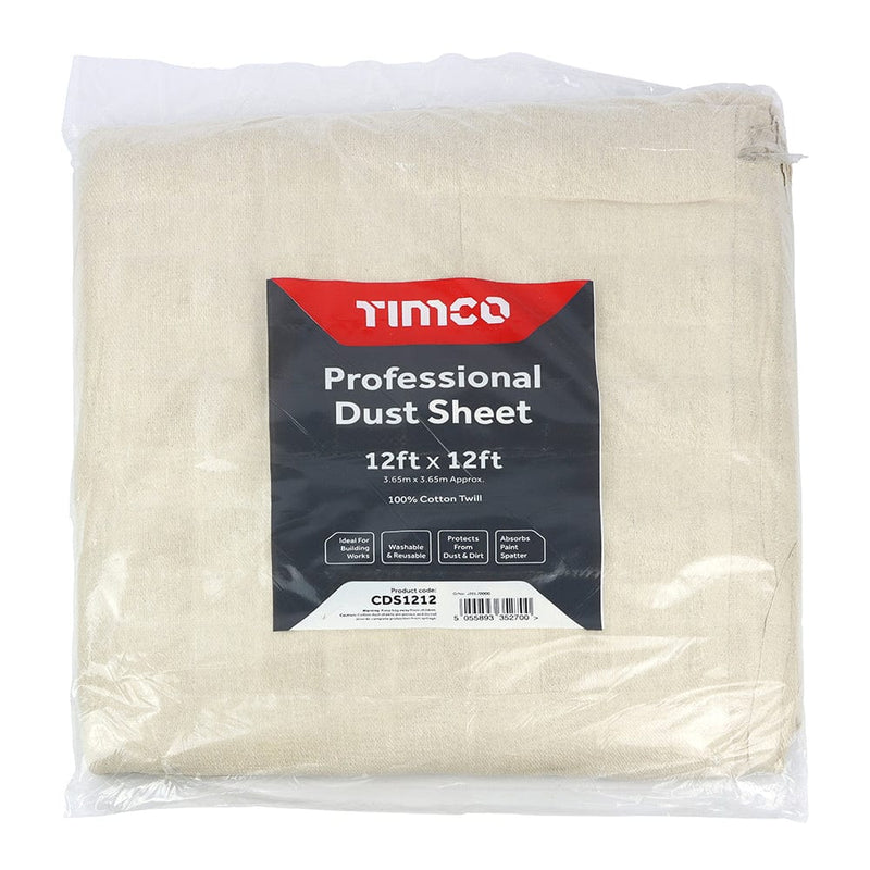TIMCO Building Hardware & Site Protection 12ft x 12ft TIMCO Cotton Twill Dust Sheet