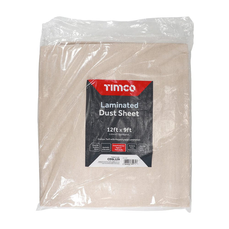 TIMCO Building Hardware & Site Protection 12ft x 9ft TIMCO Laminated Cotton Twill Dust Sheet