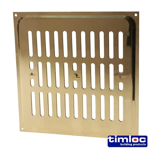 TIMCO Building Hardware & Site Protection 242 x 242 Timloc Hit and Miss Louvre Vent Polished Brass