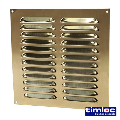 TIMCO Building Hardware & Site Protection 242 x 242 Timloc Louvre Grille Vent Polished Brass
