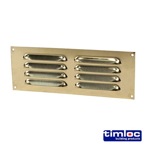 TIMCO Building Hardware & Site Protection 242 x 89mm Timloc Louvre Grille Vent Polished Brass