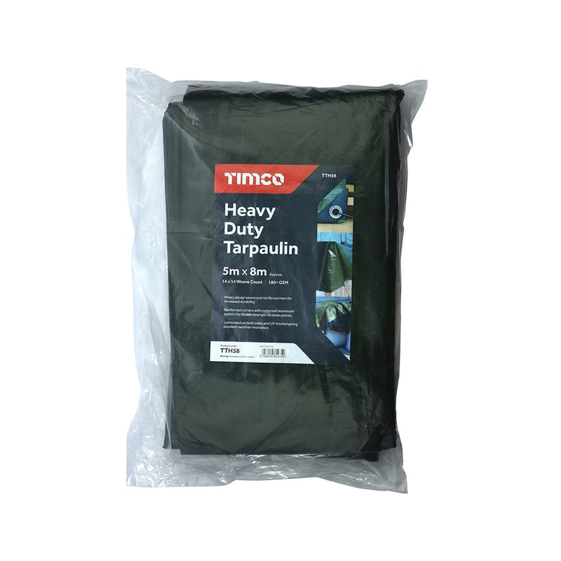 TIMCO Building Hardware & Site Protection 5 x 8m TIMCO Heavy Duty Tarpaulin Green
