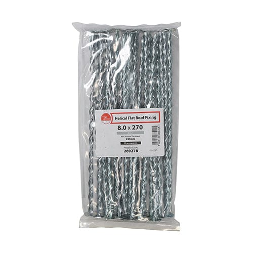 TIMCO Building Hardware & Site Protection 8.0 x 270 TIMCO Helical Flat Roof Fixing Silver