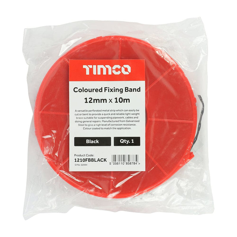 TIMCO Building Hardware & Site Protection TIMCO Coloured Fixing Band Black - 12mm x 10m