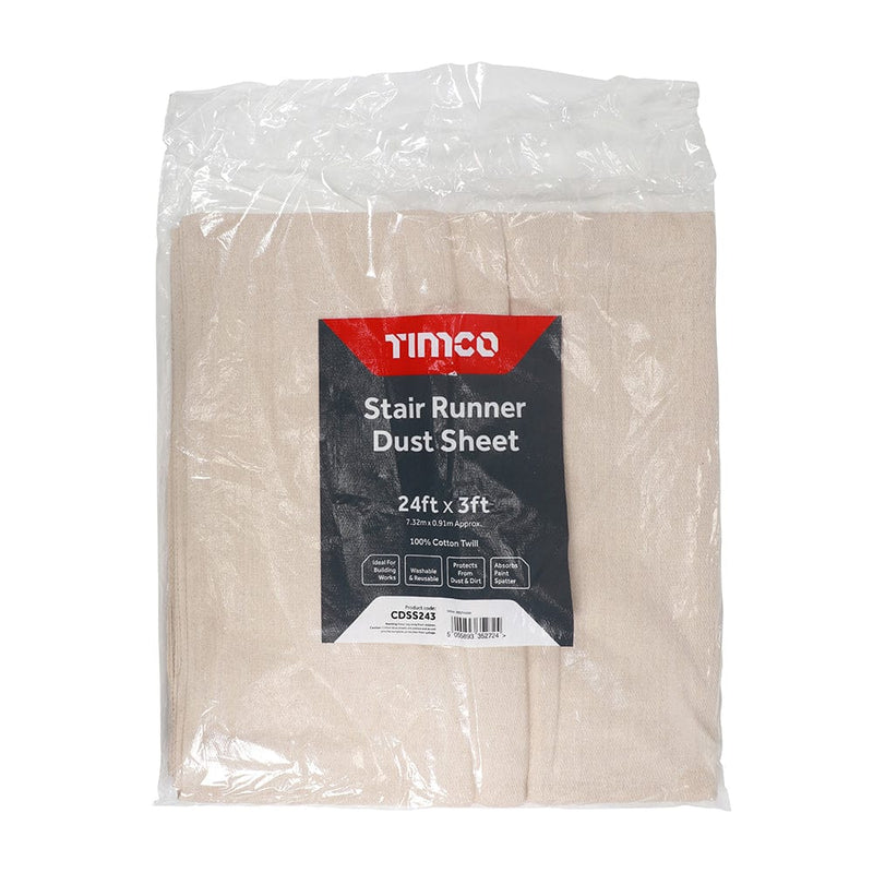 TIMCO Building Hardware & Site Protection TIMCO Cotton Twill Stair Runner Dust Sheet  - 24ft x 3ft