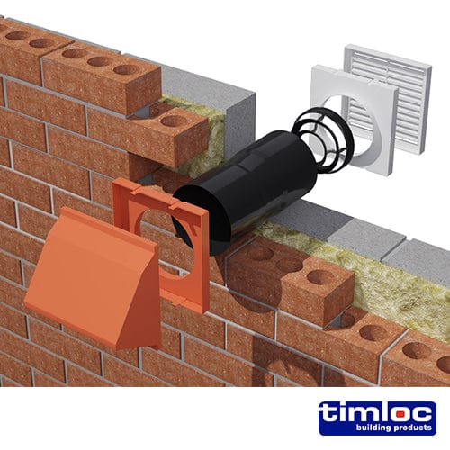 TIMCO Building Hardware & Site Protection Timloc AeroCore Through Wall Vent Set with Cowl and Baffle White - 127 x 350 (dia x length)