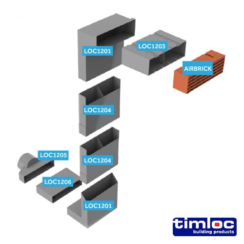 TIMCO Building Hardware & Site Protection Timloc Telescopic Underfloor Vent  Up to 5 Courses - Up to 5 course