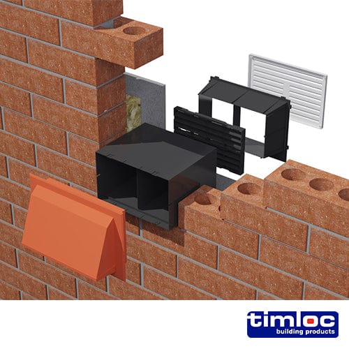 TIMCO Building Hardware & Site Protection Timloc Through-Wall Cavity Sleeve for Two Airbricks Stacked - 229 x 152mm