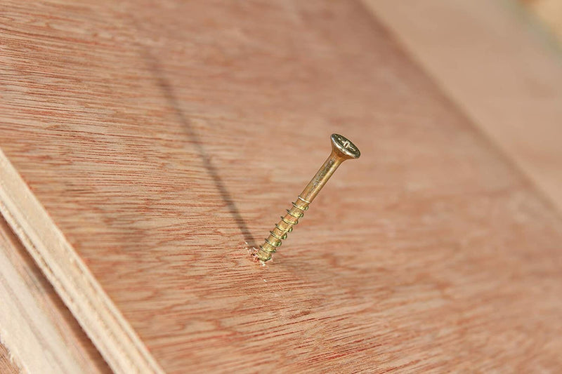 100 Pcs Yellow Zinc Wood Screws - Pozi Countersunk, Multi-Purpose For Chipboard & DIY