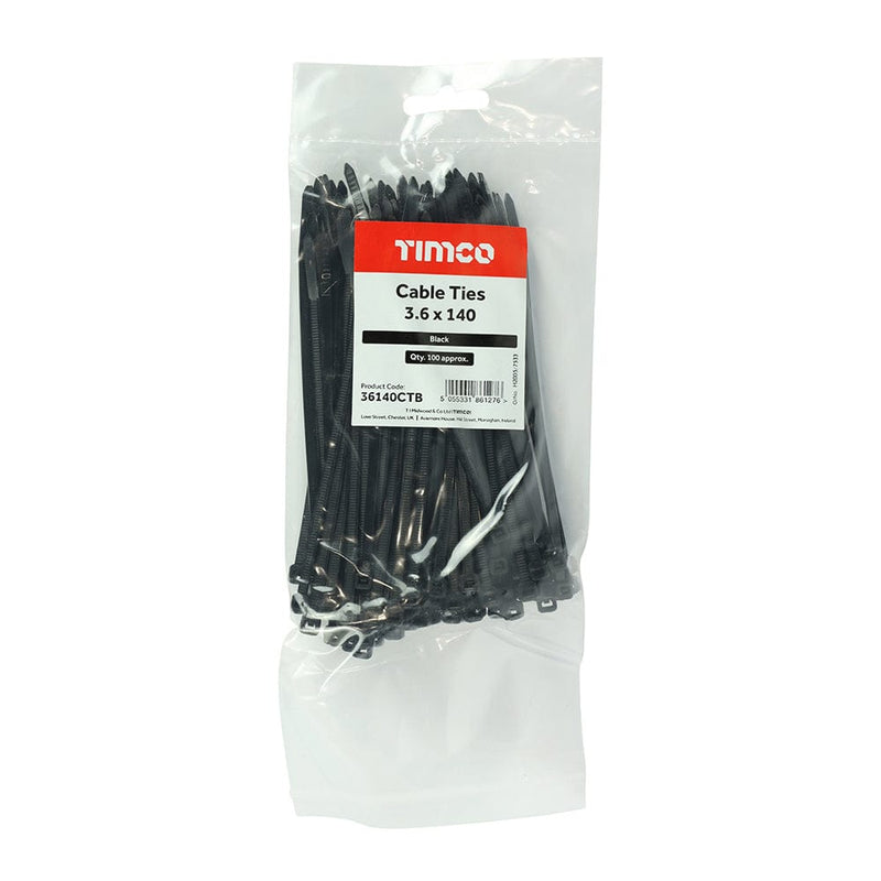 TIMCO Fasteners & Fixings 3.6 x 140 TIMCO Cable Ties Black