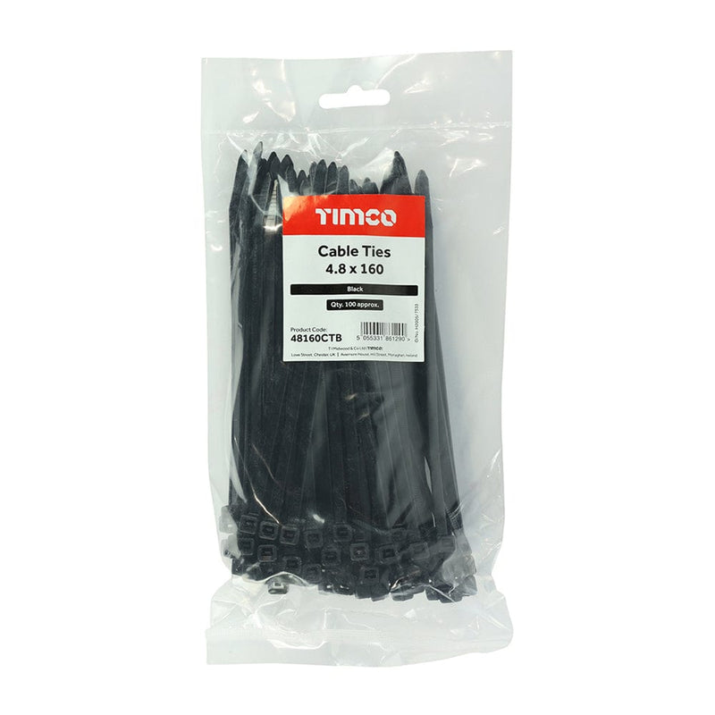TIMCO Fasteners & Fixings 4.8 x 160 TIMCO Cable Ties Black