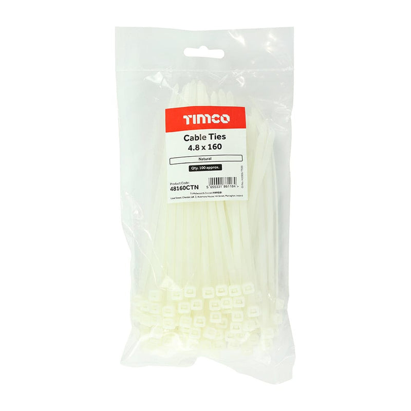 TIMCO Fasteners & Fixings 4.8 x 160 TIMCO Cable Ties Natural