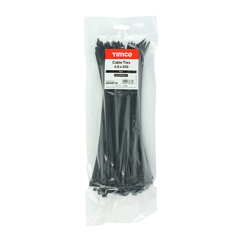 TIMCO Fasteners & Fixings 4.8 x 250 TIMCO Cable Ties Black