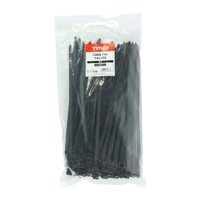 TIMCO Fasteners & Fixings 7.6 x 250 TIMCO Cable Ties Black