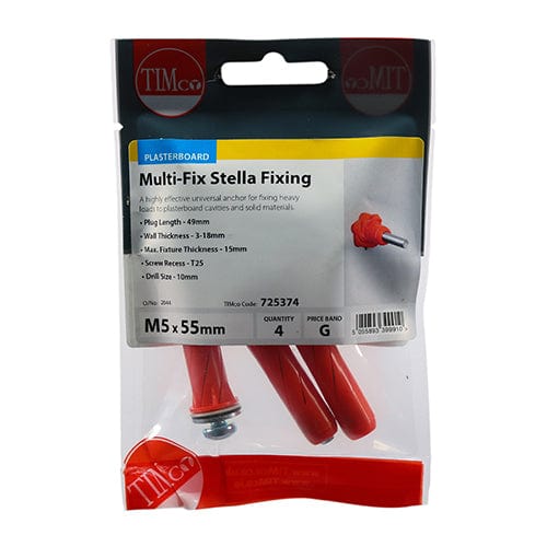 TIMCO Fasteners & Fixings M5 x 55 TIMCO Stella-Fix Universal Cavity & Wall Anchors