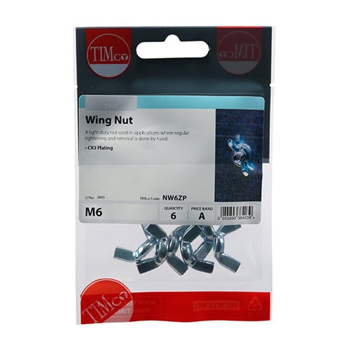 TIMCO Fasteners & Fixings M6 / 6 / TIMpac TIMCO Wing Nuts Silver