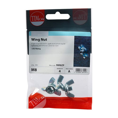 TIMCO Fasteners & Fixings M8 / 4 / TIMpac TIMCO Wing Nuts Silver