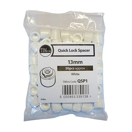 TIMCO Fasteners & Fixings Quick Lock Pipe Clip Spacers White  - 13mm