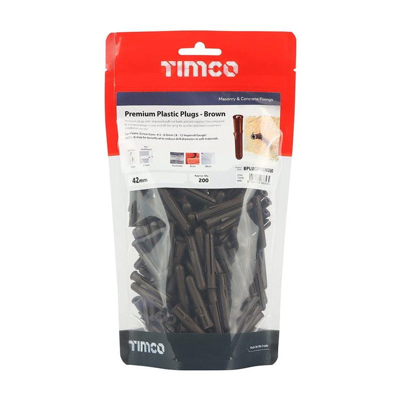 TIMCO Fasteners & Fixings TIMCO Brown Premium Plastic Plugs