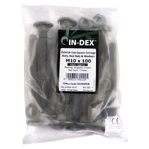 TIMCO Fasteners & Fixings TIMCO Carriage Bolts DIN603 Hex Nuts & Form A Washers Green Exterior