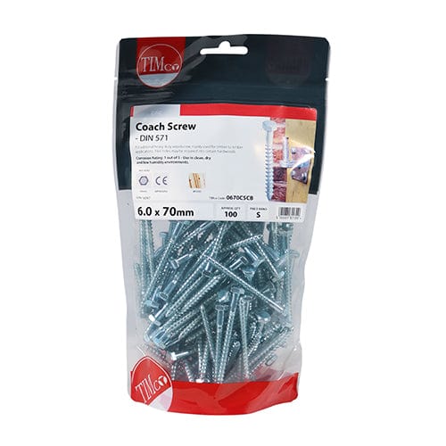 TIMCO Fasteners & Fixings TIMCO Coach Screws Hex Head Silver