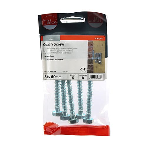 TIMCO Fasteners & Fixings TIMCO Coach Screws Hex Head Silver