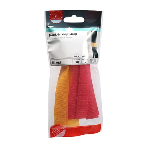 TIMCO Fasteners & Fixings TIMCO Coloured Hook & Loop Straps - Mixed