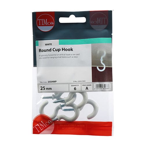 TIMCO Fasteners & Fixings TIMCO Cup Hooks Round White