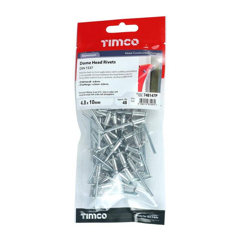 TIMCO Fasteners & Fixings TIMCO Dome Head Rivets Aluminium