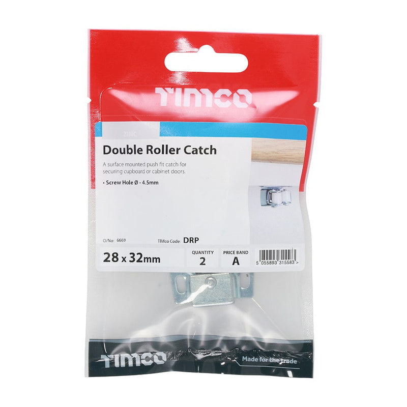 TIMCO Fasteners & Fixings TIMCO Double Roller Catches Zinc - 28 x 32 x 1