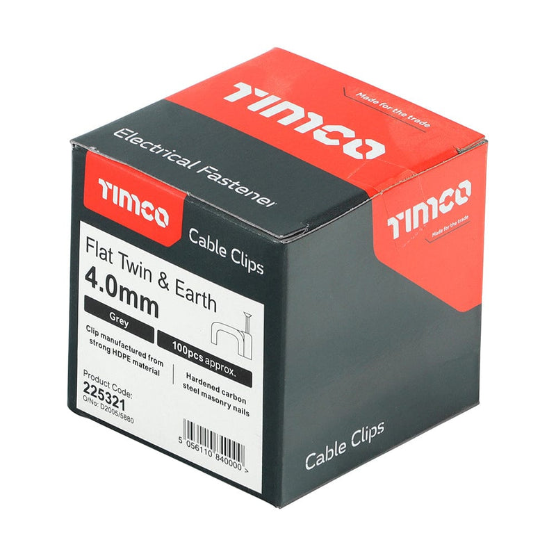 TIMCO Fasteners & Fixings TIMCO Flat & Twin Cable Clips Grey