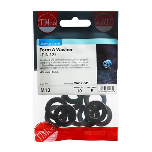 TIMCO Fasteners & Fixings TIMCO Form A Washers DIN125-A A2 Stainless Steel