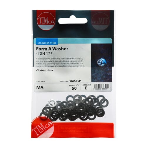 TIMCO Fasteners & Fixings TIMCO Form A Washers DIN125-A A2 Stainless Steel