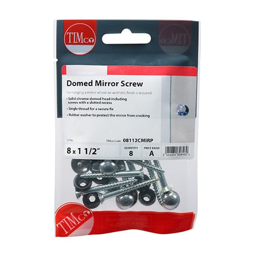 TIMCO Fasteners & Fixings TIMCO Mirror Screws Dome Head Chrome