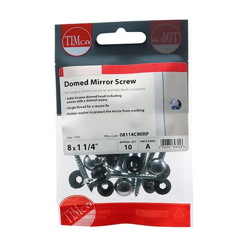 TIMCO Fasteners & Fixings TIMCO Mirror Screws Dome Head Chrome