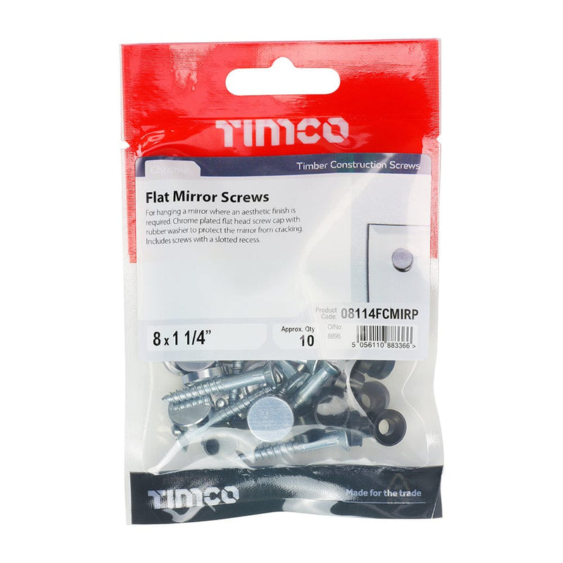 TIMCO Fasteners & Fixings TIMCO Mirror Screws Flat Head Chrome