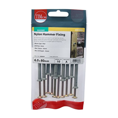 TIMCO Fasteners & Fixings TIMCO Nylon Hammer Fixings