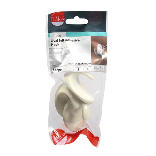 TIMCO Fasteners & Fixings TIMCO Oval Self-Adhesive Hooks - Large - 57 x 42.5