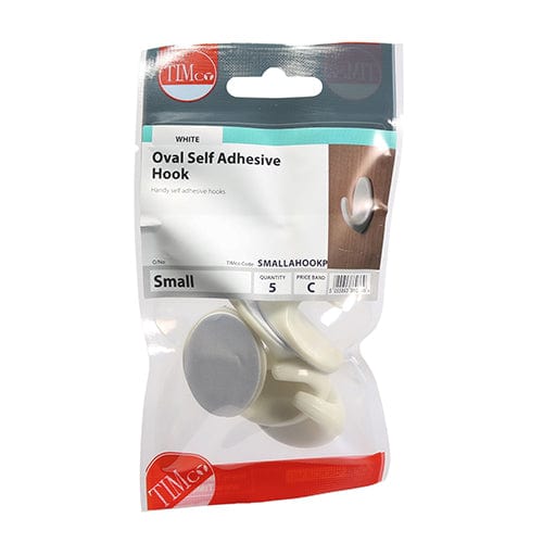 TIMCO Fasteners & Fixings TIMCO Oval Self-Adhesive Hooks - Small - 37.5 x 28.0