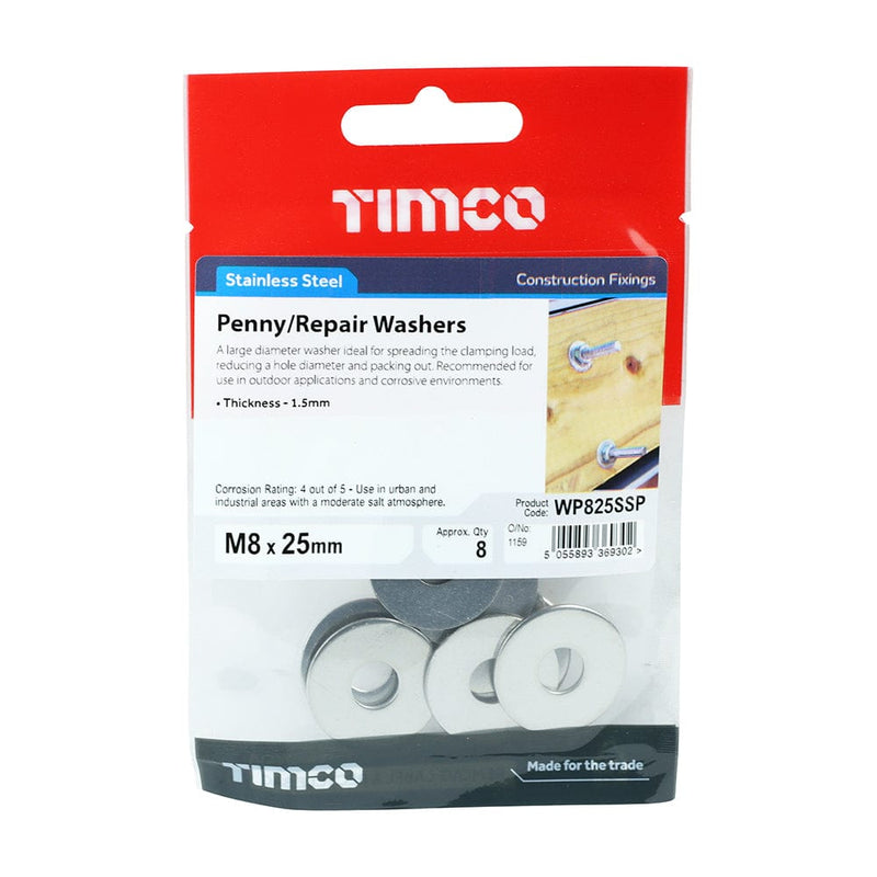 TIMCO Fasteners & Fixings TIMCO Penny / Repair Washers DIN9054 A2 Stainless Steel