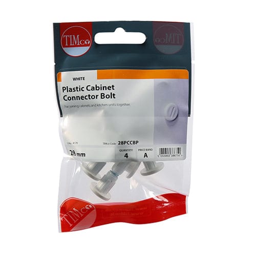 TIMCO Fasteners & Fixings TIMCO Plastic Cabinet Connector Bolts White - 28mm