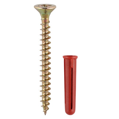 TIMCO Fasteners & Fixings TIMCO Red Plastic Plugs with Screws