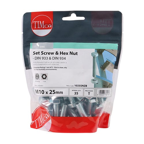 TIMCO Fasteners & Fixings TIMCO Set Screws DIN933 Grade 8.8 & Hex Nut DIN934 Silver