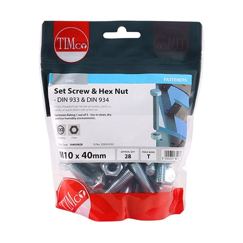 TIMCO Fasteners & Fixings TIMCO Set Screws DIN933 Grade 8.8 & Hex Nut DIN934 Silver