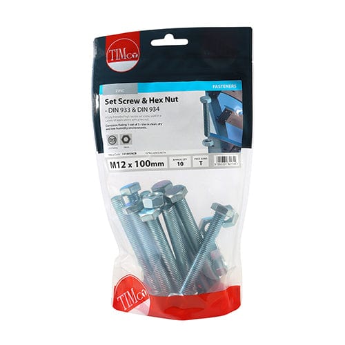 TIMCO Fasteners & Fixings TIMCO Set Screws DIN933 Grade 8.8 & Hex Nut DIN934 Silver