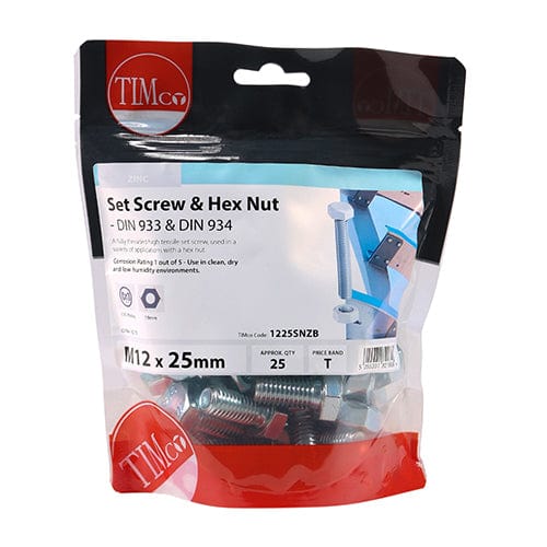 TIMCO Fasteners & Fixings TIMCO Set Screws DIN933 Grade 8.8 & Hex Nut DIN934 Silver